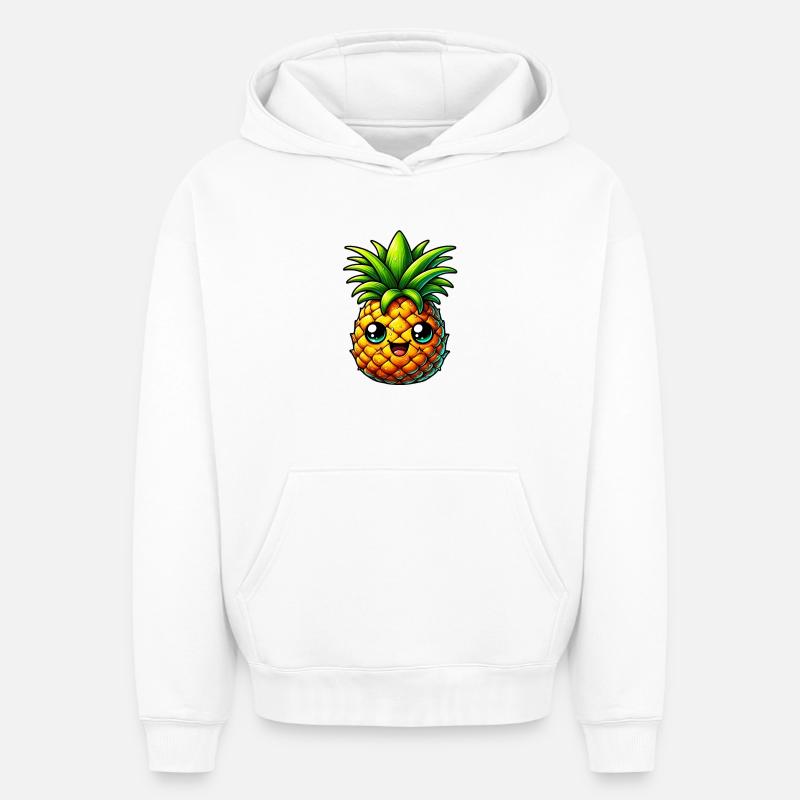 Ananas - Sweat à capuche unisexe oversize épais SPREAD - blanc