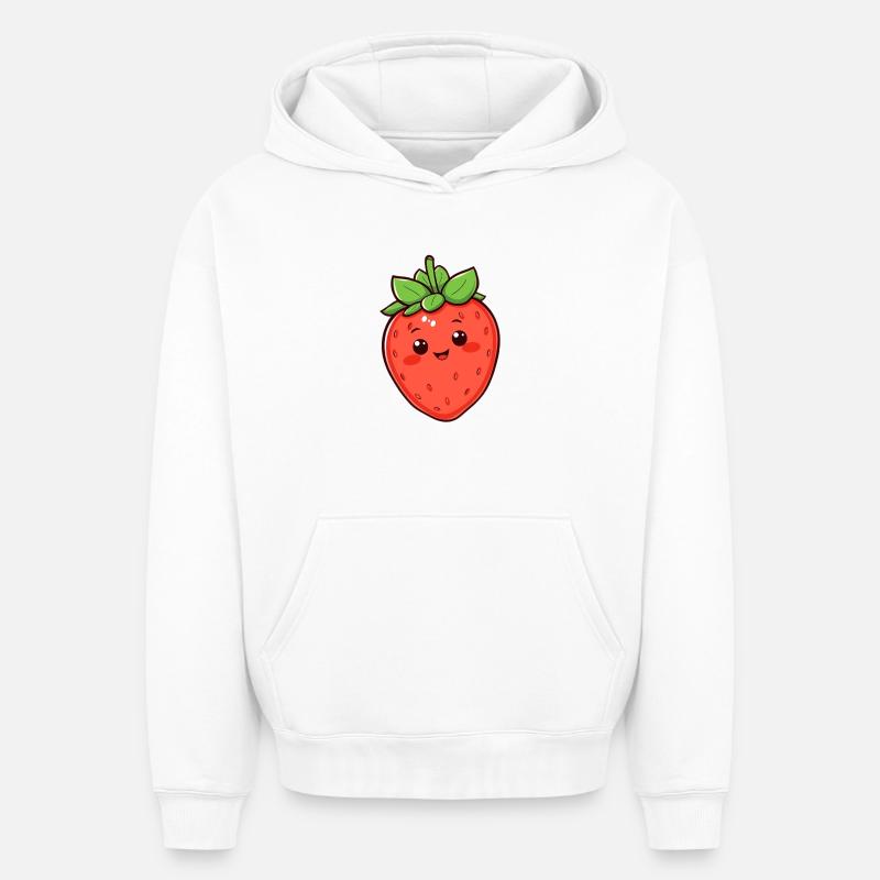 Fraise - Sweat à capuche unisexe oversize épais SPREAD - blanc