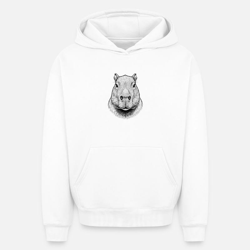 Capybara - Sweat à capuche unisexe oversize épais SPREAD - blanc