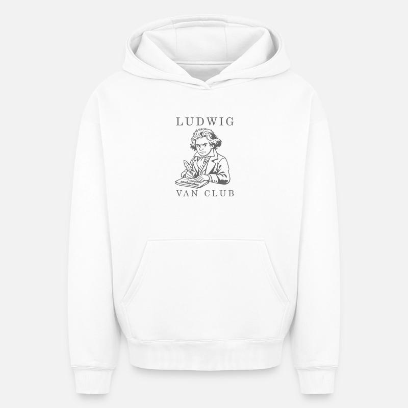Beethoven - Sweat à capuche unisexe oversize épais SPREAD - blanc