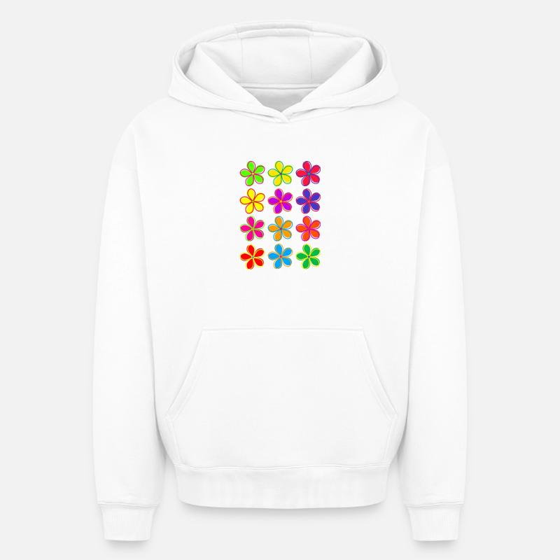 fleurs de marguerite - Sweat à capuche unisexe oversize épais SPREAD - blanc
