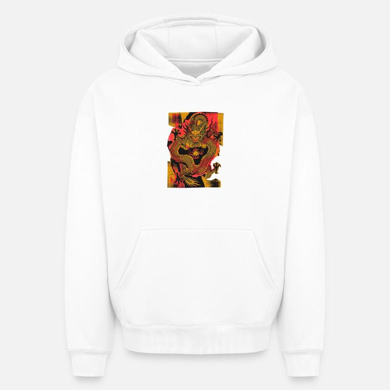 Art chinois des dragons - Sweat à capuche unisexe oversize épais SPREAD - blanc