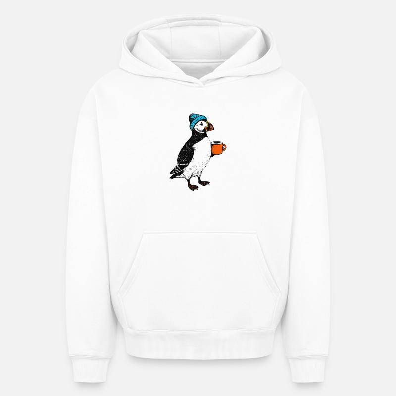 Macareux du café - Sweat à capuche unisexe oversize épais SPREAD - blanc