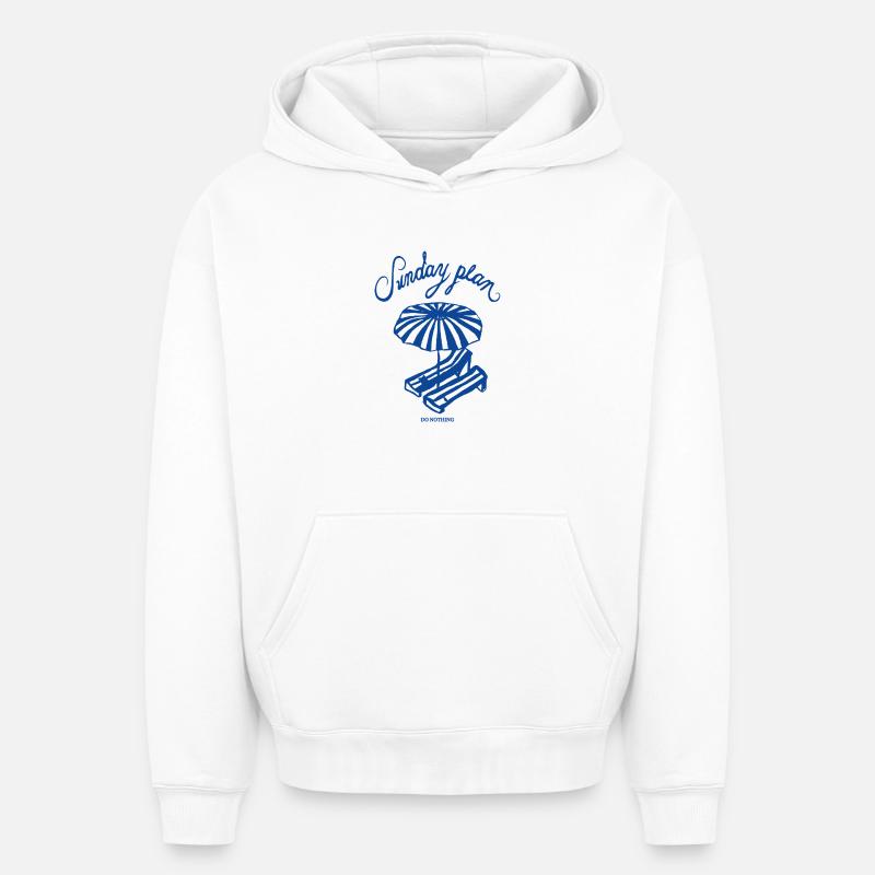 Plage de repos du dimanche - Sweat à capuche unisexe oversize épais SPREAD - blanc