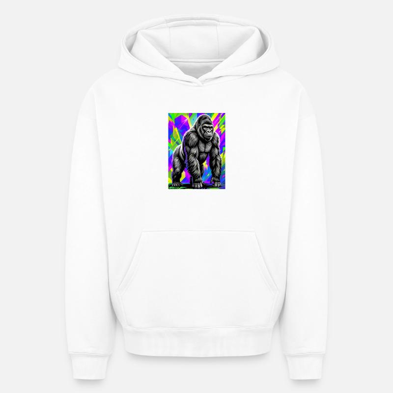 gorille - Sweat à capuche unisexe oversize épais SPREAD - blanc