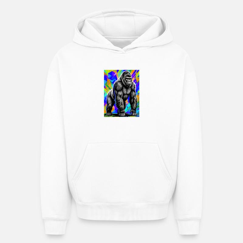 gorille - Sweat à capuche unisexe oversize épais SPREAD - blanc