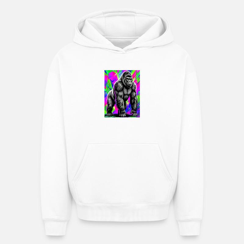 gorille - Sweat à capuche unisexe oversize épais SPREAD - blanc