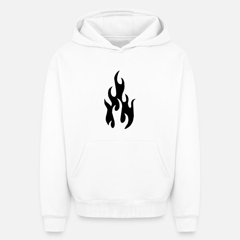 Flamme - Sweat à capuche unisexe oversize épais SPREAD - blanc