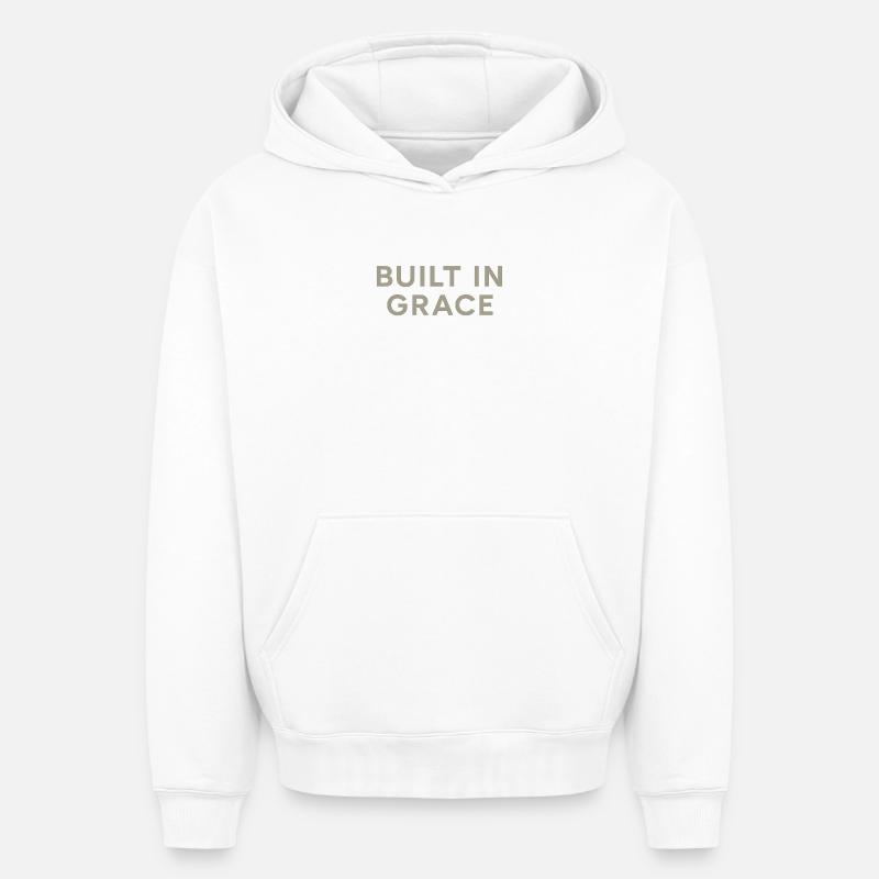 Typographie Grace intégrée - Sweat à capuche unisexe oversize épais SPREAD - blanc
