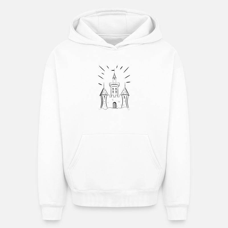 chateau - Sweat à capuche unisexe oversize épais SPREAD - blanc