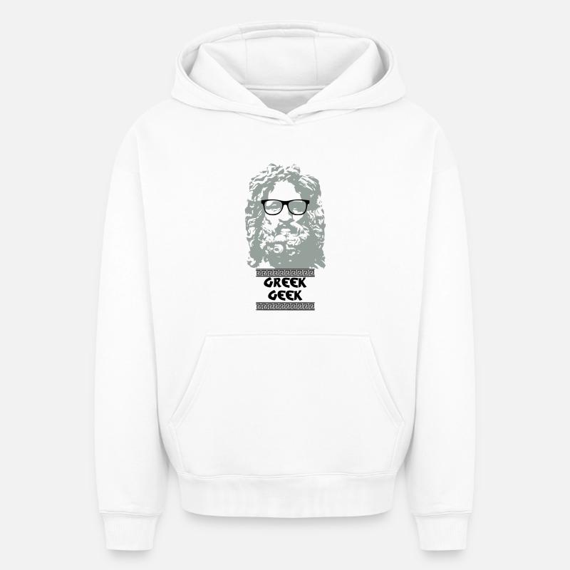 Greek Geek - Sweat à capuche unisexe oversize épais SPREAD - blanc