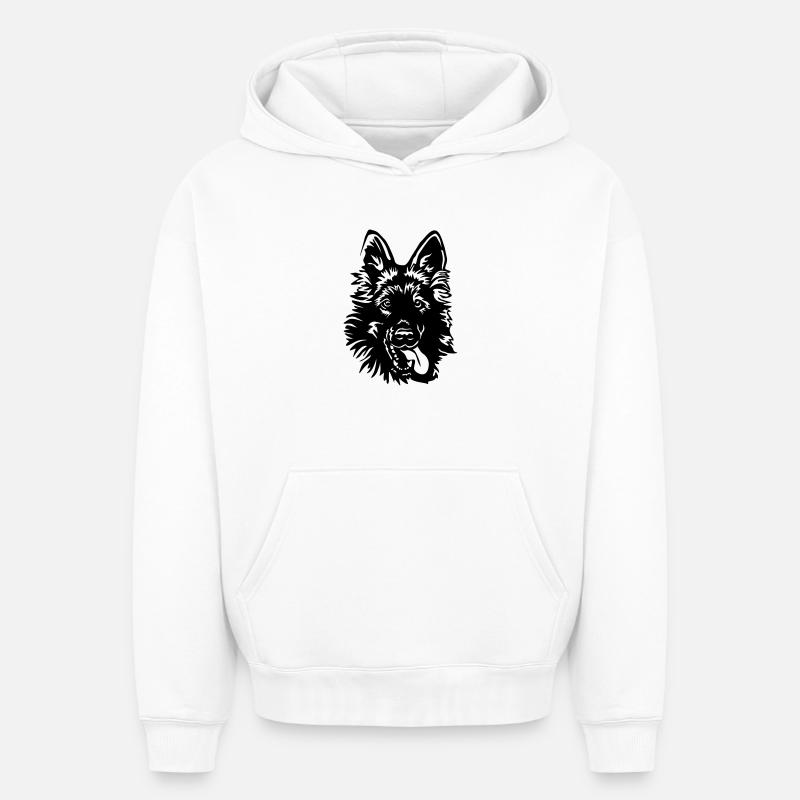 Tête de berger allemand - Sweat à capuche unisexe oversize épais SPREAD - blanc