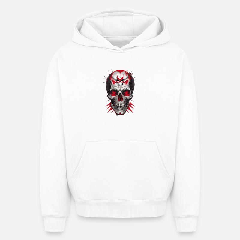 Crâne - Sweat à capuche unisexe oversize épais SPREAD - blanc