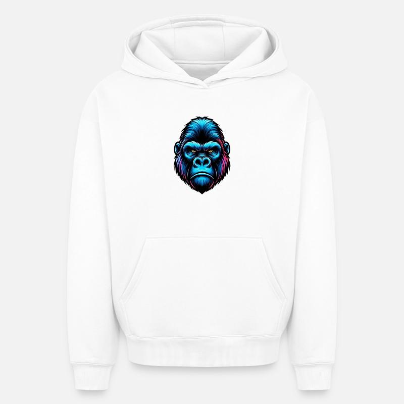 Gorille - Sweat à capuche unisexe oversize épais SPREAD - blanc