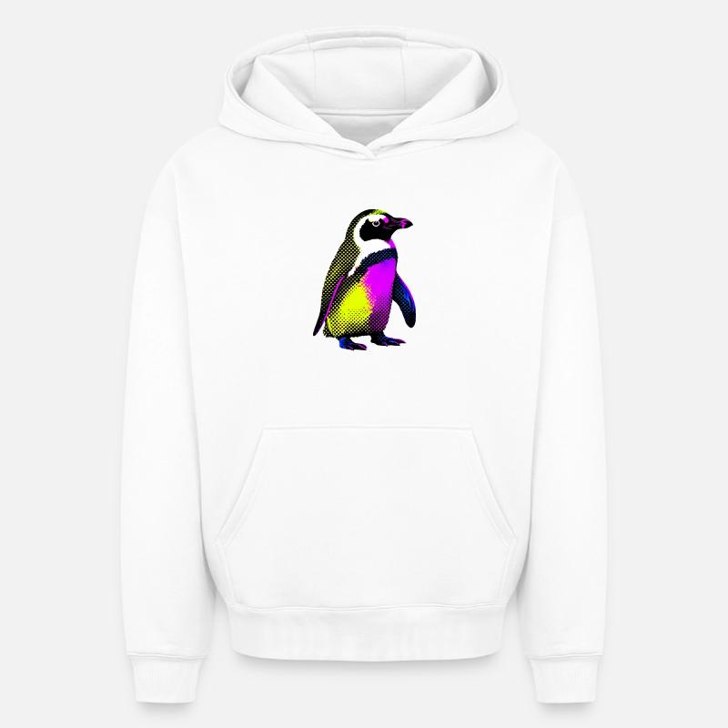 Pingouin - Sweat à capuche unisexe oversize épais SPREAD - blanc
