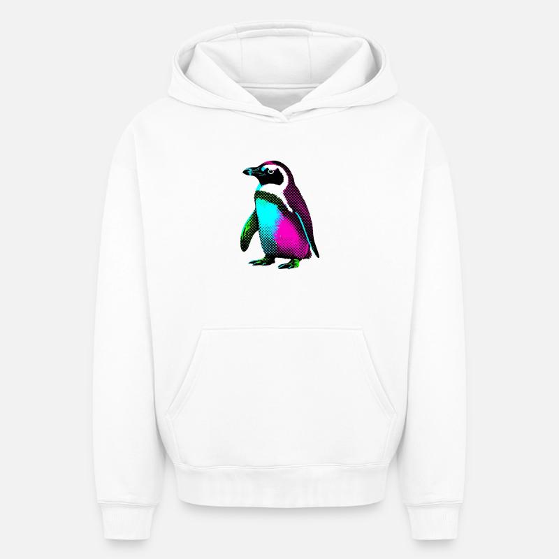 Pingouin - Sweat à capuche unisexe oversize épais SPREAD - blanc
