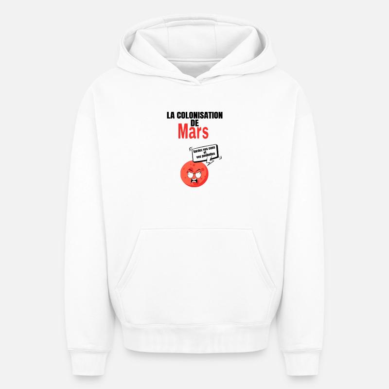 La colonisation de mars - Sweat à capuche unisexe oversize épais SPREAD - blanc