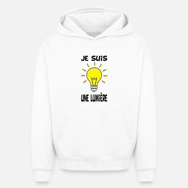 Je suis une lumière - Sweat à capuche unisexe oversize épais SPREAD - blanc