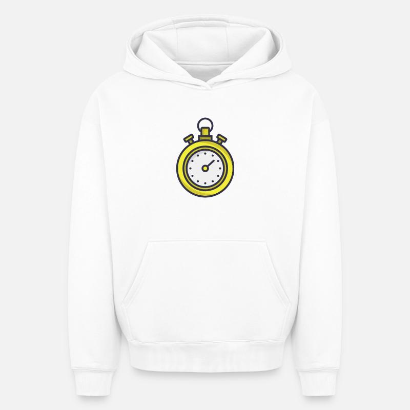 Chronomètre - Sweat à capuche unisexe oversize épais SPREAD - blanc