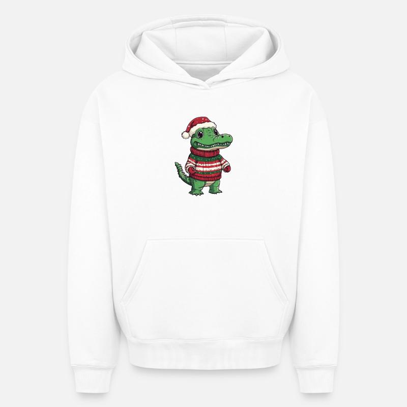 Noël Alligator Noël - Sweat à capuche unisexe oversize épais SPREAD - blanc