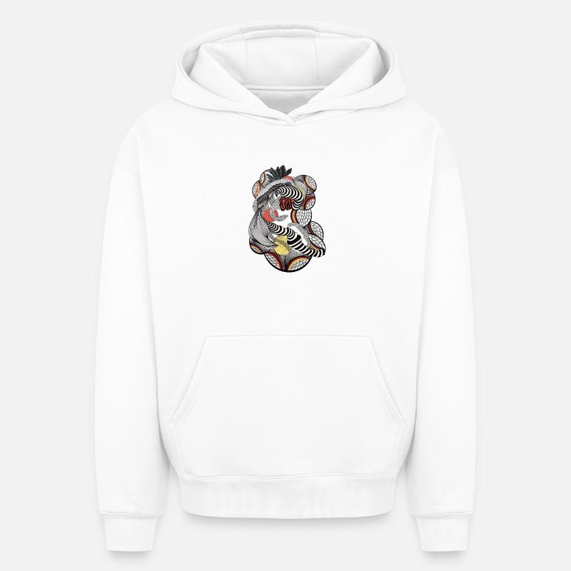 Art au trait complexe - Sweat à capuche unisexe oversize épais SPREAD - blanc