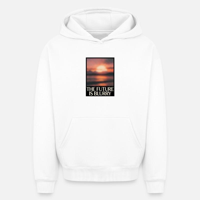 L’avenir est flou - Sweat à capuche unisexe oversize épais SPREAD - blanc