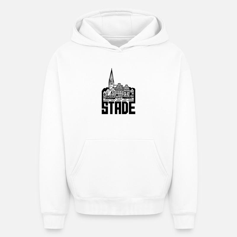 Monument Stade Silhouette - Sweat à capuche unisexe oversize épais SPREAD - blanc