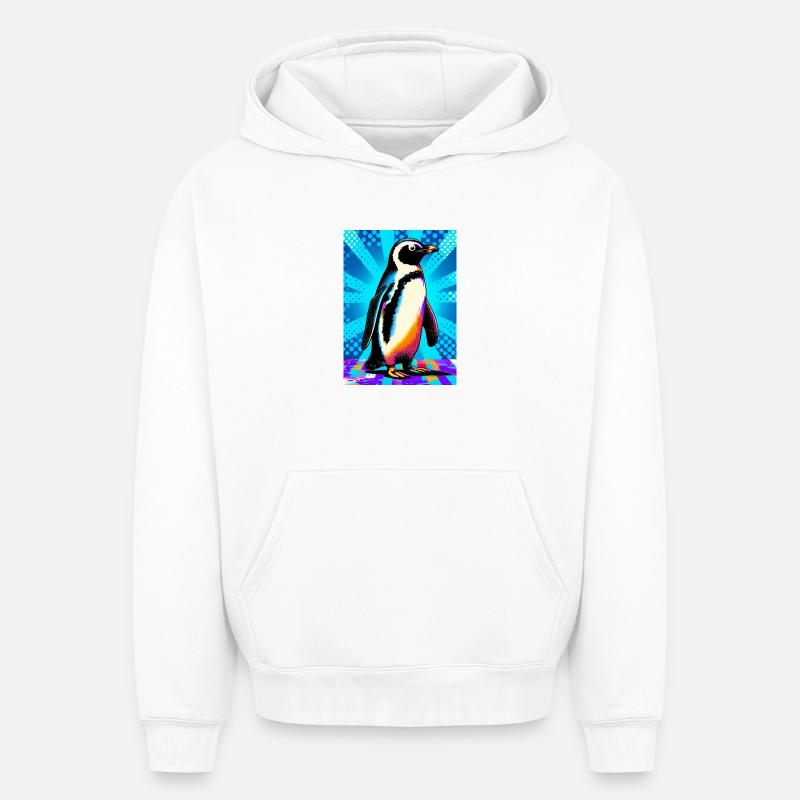 pingouin - Sweat à capuche unisexe oversize épais SPREAD - blanc