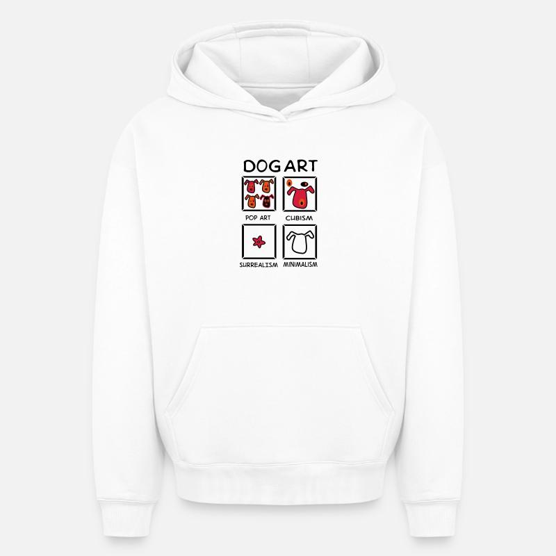 Chien - Sweat à capuche unisexe oversize épais SPREAD - blanc