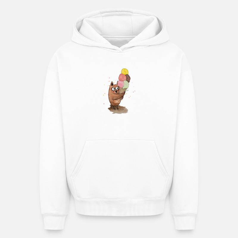 Eule mit riesigem Eis - Oversized Heavyweight Unisex Hoodie - Weiß