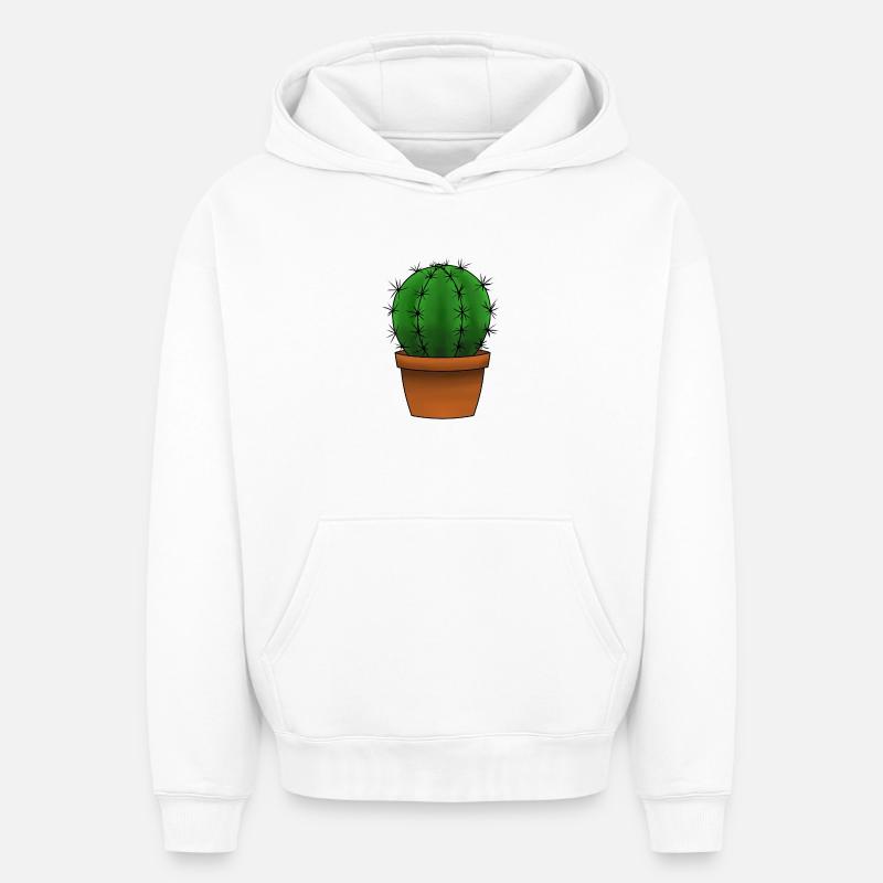 Cactus - Sweat à capuche unisexe oversize épais SPREAD - blanc
