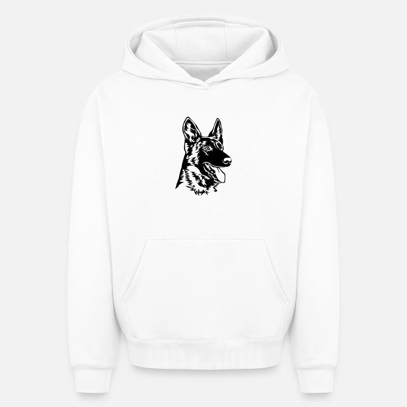 Hollande Herder Tête - Sweat à capuche unisexe oversize épais SPREAD - blanc