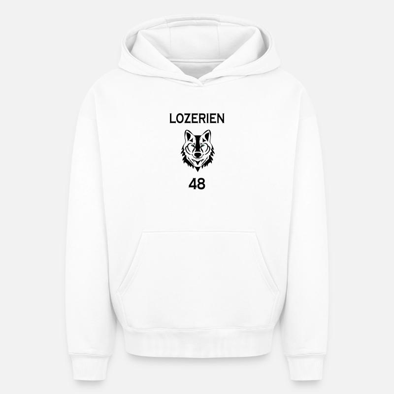Lozérien - Sweat à capuche unisexe oversize épais SPREAD - blanc