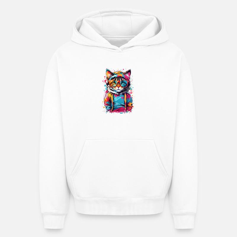 Chat mignon - Sweat à capuche unisexe oversize épais SPREAD - blanc