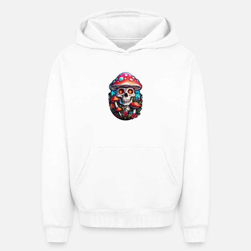 Champignon crâne - Sweat à capuche unisexe oversize épais SPREAD - blanc