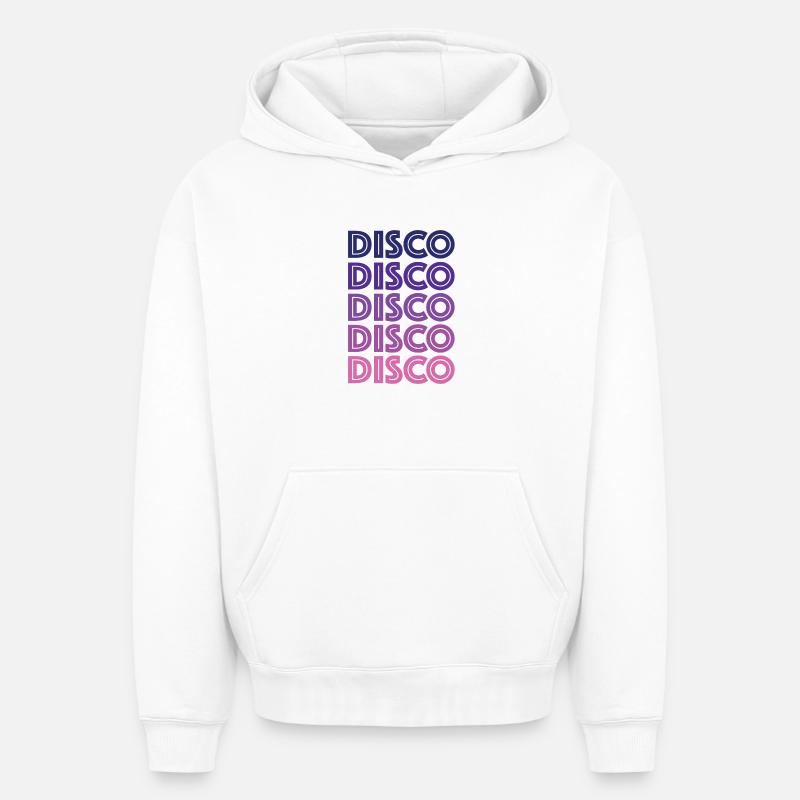 Disco Disco Disco - Sweat à capuche unisexe oversize épais SPREAD - blanc