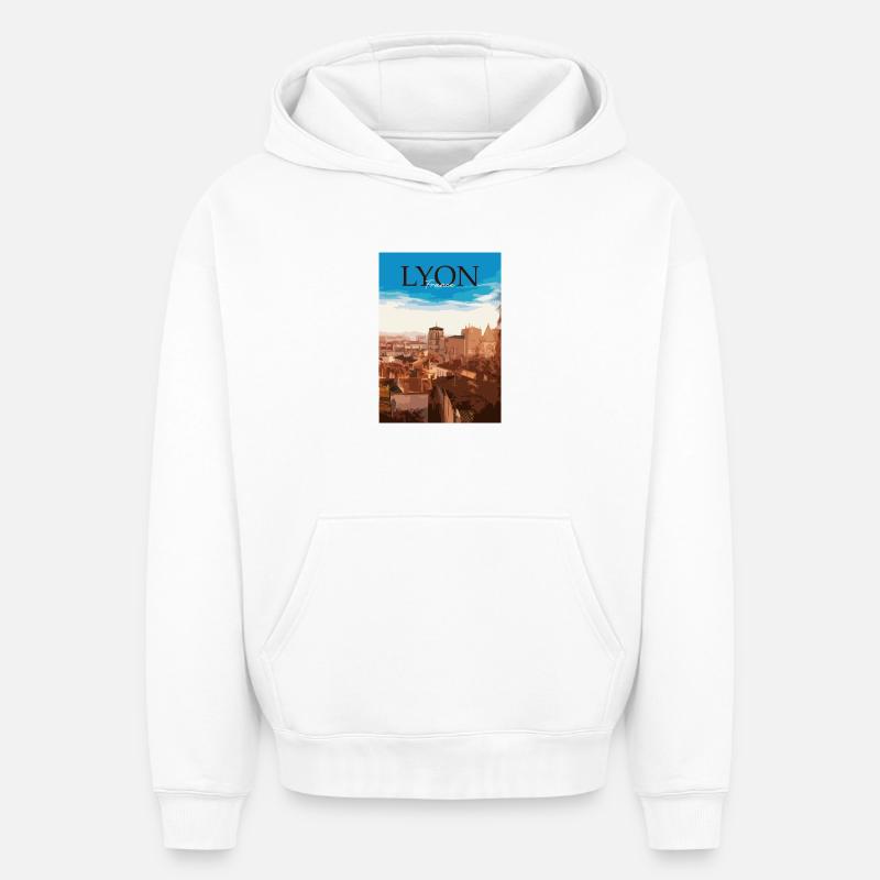 Lyon - Sweat à capuche unisexe oversize épais SPREAD - blanc