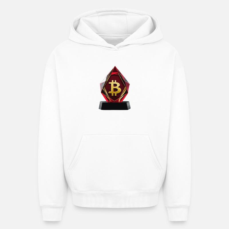 Conception de logo Bitcoin Crystal - Sweat à capuche unisexe oversize épais SPREAD - blanc