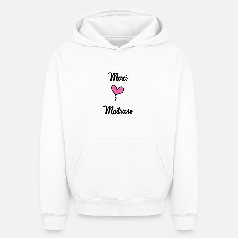 MERCI MAÎTRESSE - Sweat à capuche unisexe oversize épais SPREAD - blanc