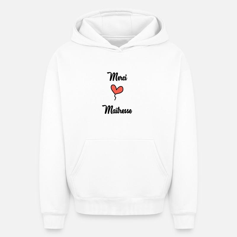 MAÎTRESSE. MERCI. MERCI MAÎTRESSE - Sweat à capuche unisexe oversize épais SPREAD - blanc