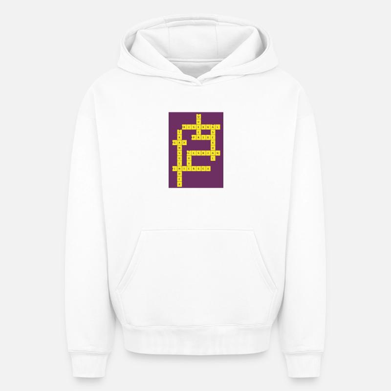 Mots croisés Divers - Sweat à capuche unisexe oversize épais SPREAD - blanc