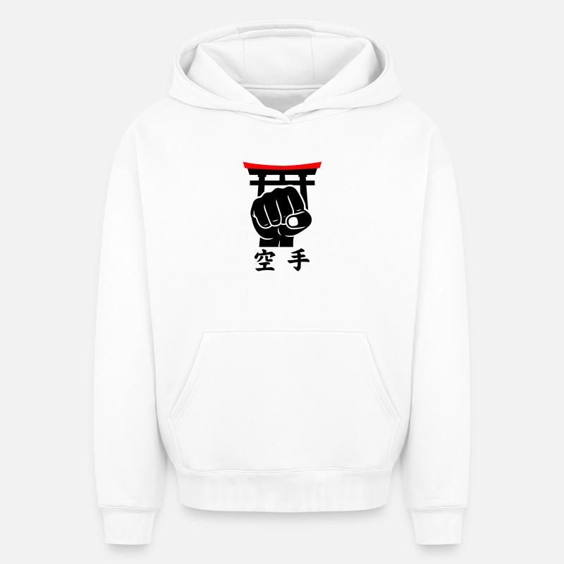 Karaté Faust / Poing - Sweat à capuche unisexe oversize épais SPREAD - blanc