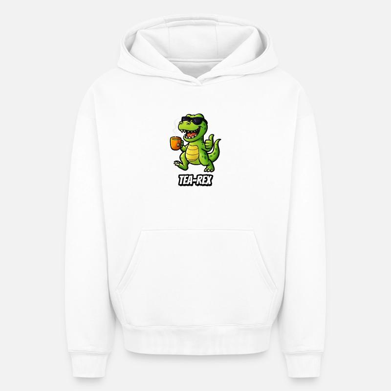 Thé-Rex - Sweat à capuche unisexe oversize épais SPREAD - blanc