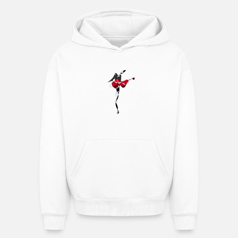 guitariste - Sweat à capuche unisexe oversize épais SPREAD - blanc