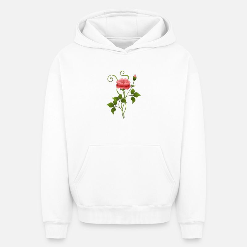Fleur - Sweat à capuche unisexe oversize épais SPREAD - blanc