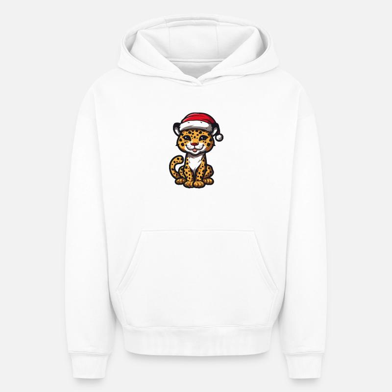 Noël léopard - Sweat à capuche unisexe oversize épais SPREAD - blanc
