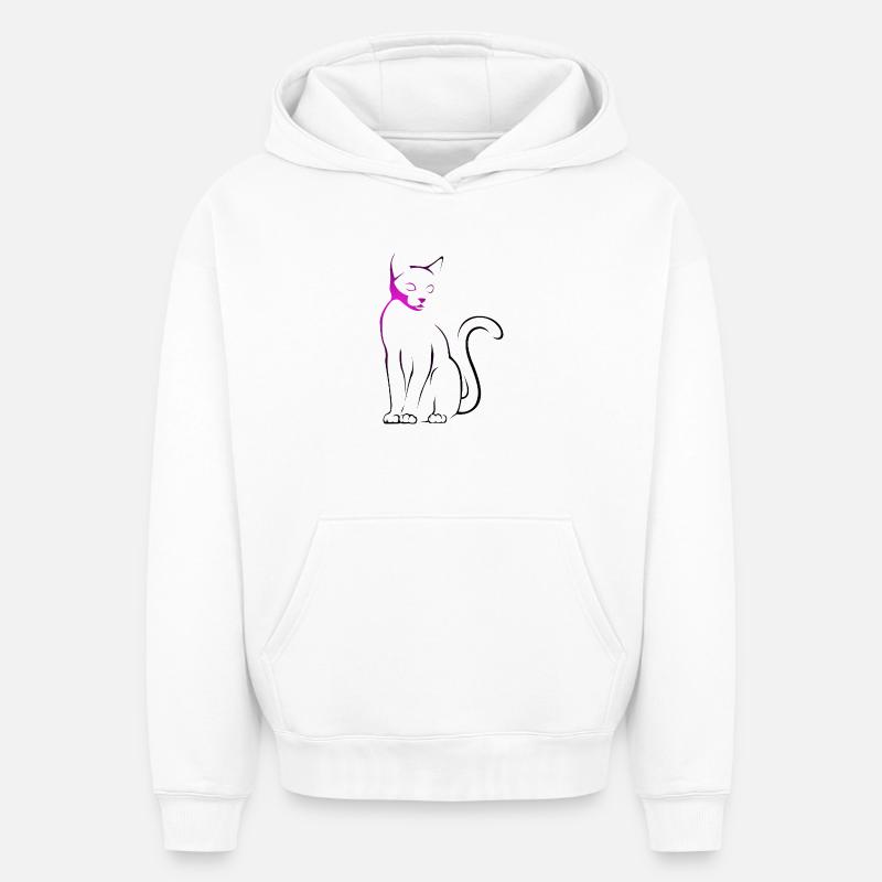 Pink Cat - Sweat à capuche unisexe oversize épais SPREAD - blanc