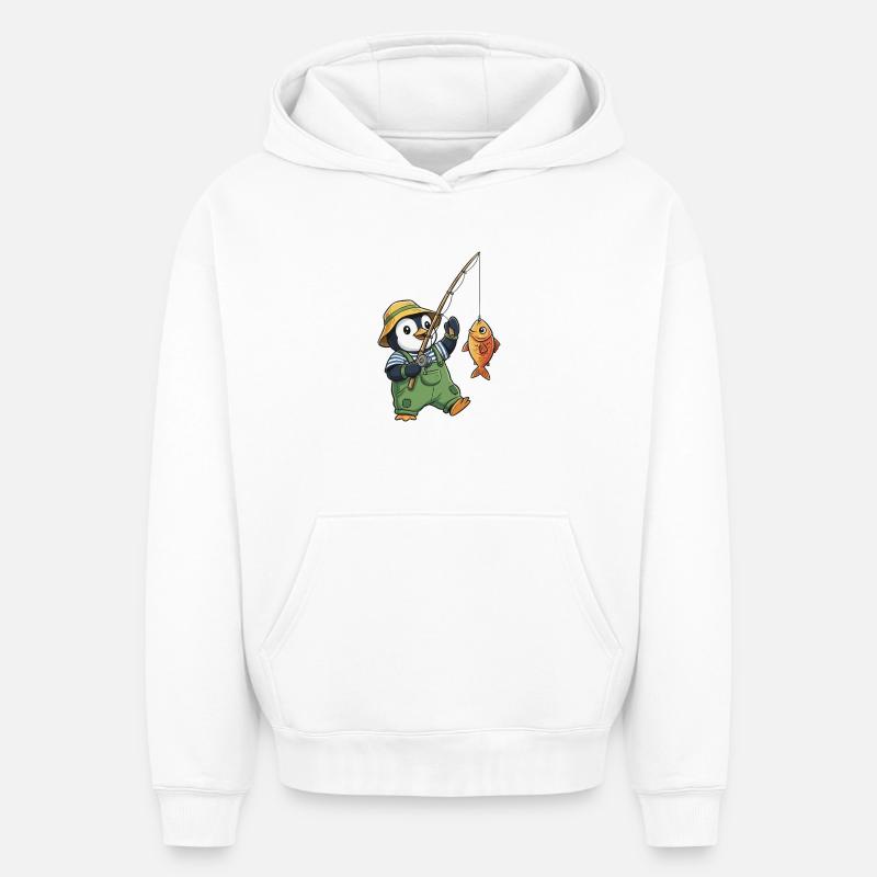 Pêcheur manchot - Sweat à capuche unisexe oversize épais SPREAD - blanc