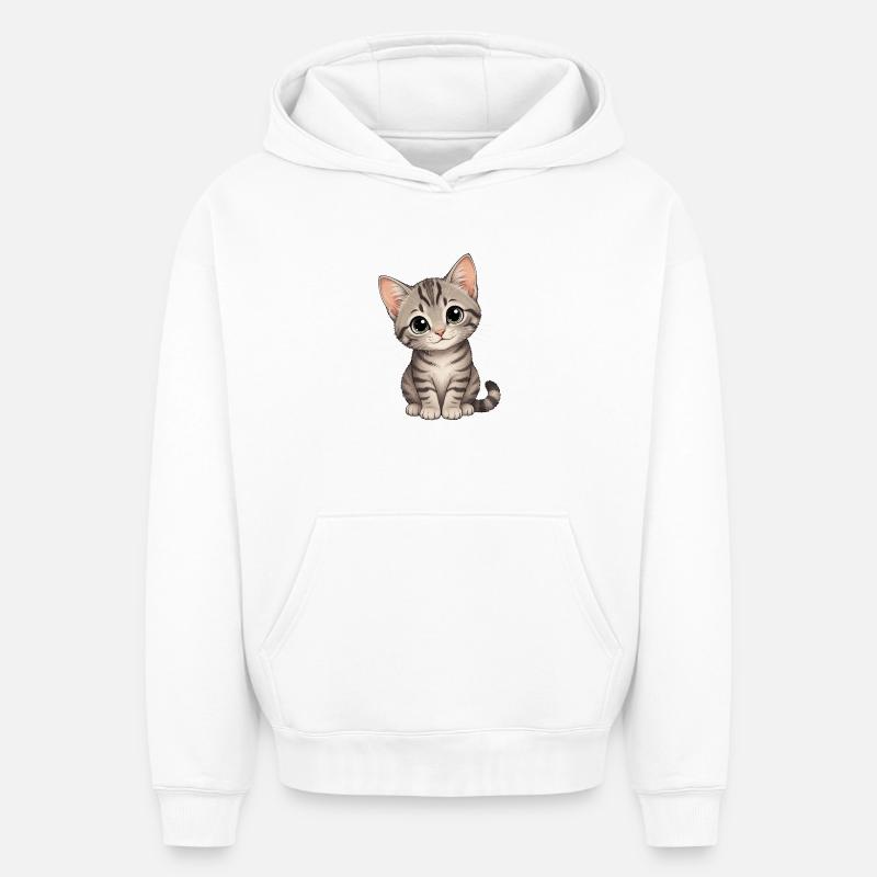 Cher chaton - Sweat à capuche unisexe oversize épais SPREAD - blanc