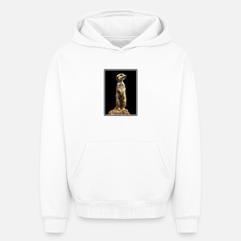 Suricate Erdmännchen - Sweat à capuche unisexe oversize épais SPREAD - blanc